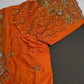 Orange Silk Maggam Aari Work Blouse - 
