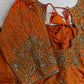 Orange Silk Maggam Aari Work Blouse - 