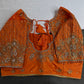 Orange Silk Maggam Aari Work Blouse - 