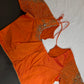 Orange Silk Maggam Aari Work Blouse - 