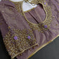 Lavender Tissue Silk Maggam Aari Work Blouse - 