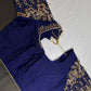 Blue Silk Maggam Aari Work Blouse - 