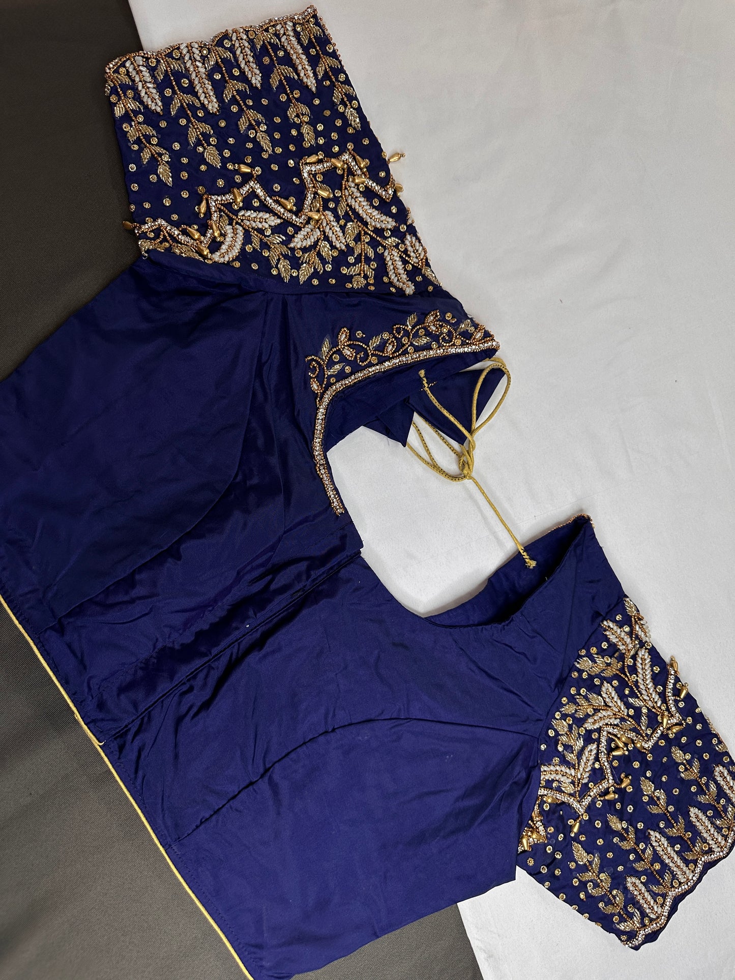 Blue Silk Maggam Aari Work Blouse - 