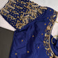 Blue Silk Maggam Aari Work Blouse - 