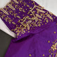 Purple Silk Maggam Aari Work Blouse - 