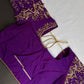Purple Silk Maggam Aari Work Blouse - 