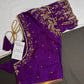 Purple Silk Maggam Aari Work Blouse - 