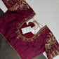 Maroon Pattu Silk Maggam Aari Work Blouse - 