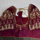 Maroon Pattu Silk Maggam Aari Work Blouse - 