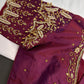 Maroon Pattu Silk Maggam Aari Work Blouse - 