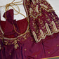 Maroon Pattu Silk Maggam Aari Work Blouse - 