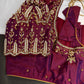 Maroon Pattu Silk Maggam Aari Work Blouse - 