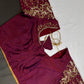 Maroon Pattu Silk Maggam Aari Work Blouse - 