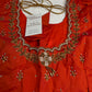 Orange  Pattu Silk  Pearl Maggam Aari Work Blouse - 