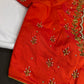 Orange  Pattu Silk  Pearl Maggam Aari Work Blouse - 