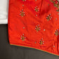 Orange  Pattu Silk  Pearl Maggam Aari Work Blouse - 
