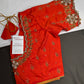 Orange  Pattu Silk  Pearl Maggam Aari Work Blouse - 