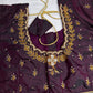 Plum  Pattu Silk  Pearl Maggam Aari Work Blouse - 