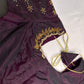 Plum  Pattu Silk  Pearl Maggam Aari Work Blouse - 