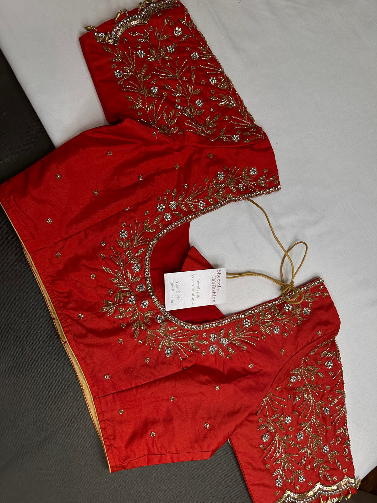 Red Silk Maggam Aari Blouse - 
