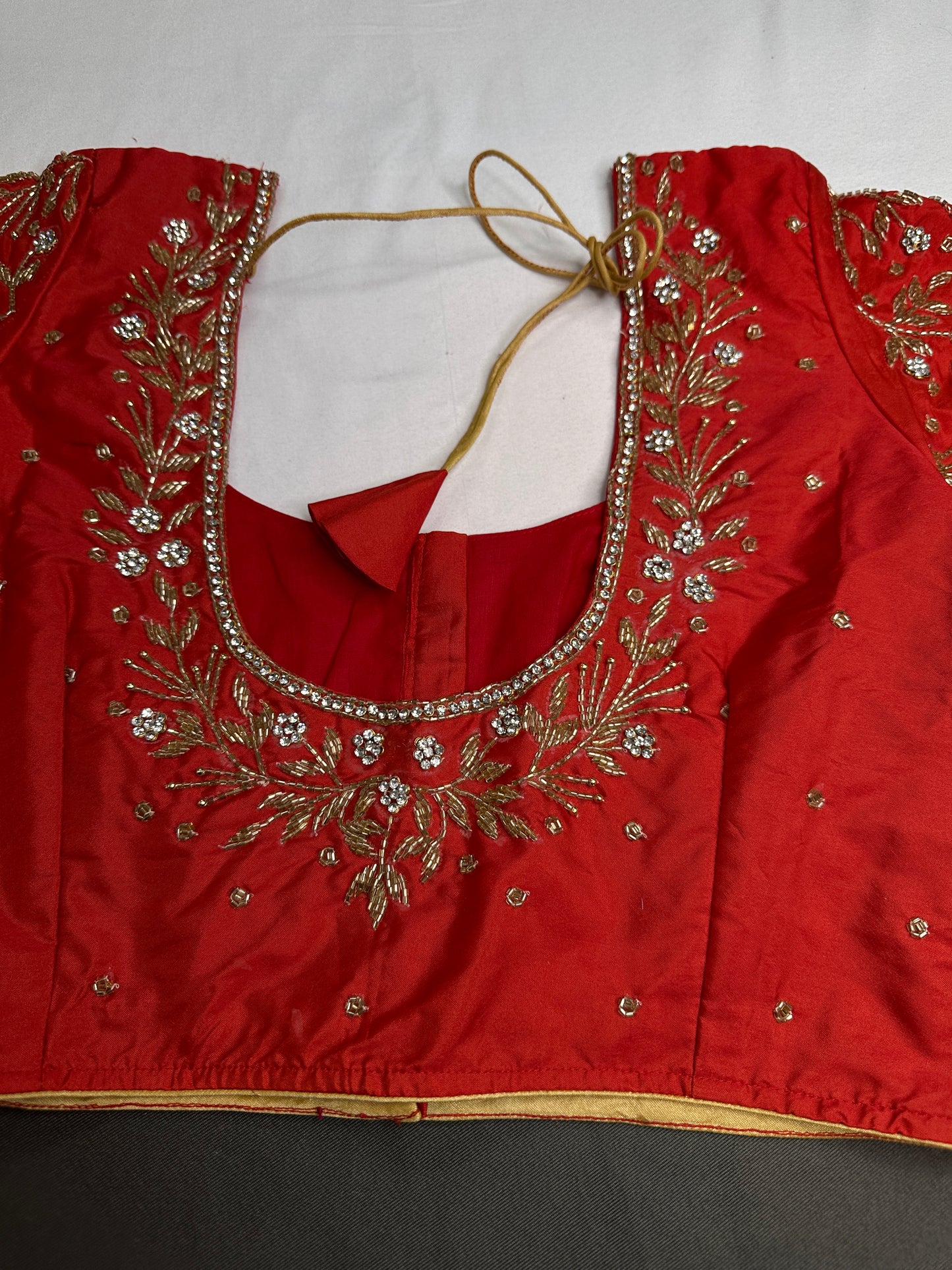 Red Silk Maggam Aari Blouse - 