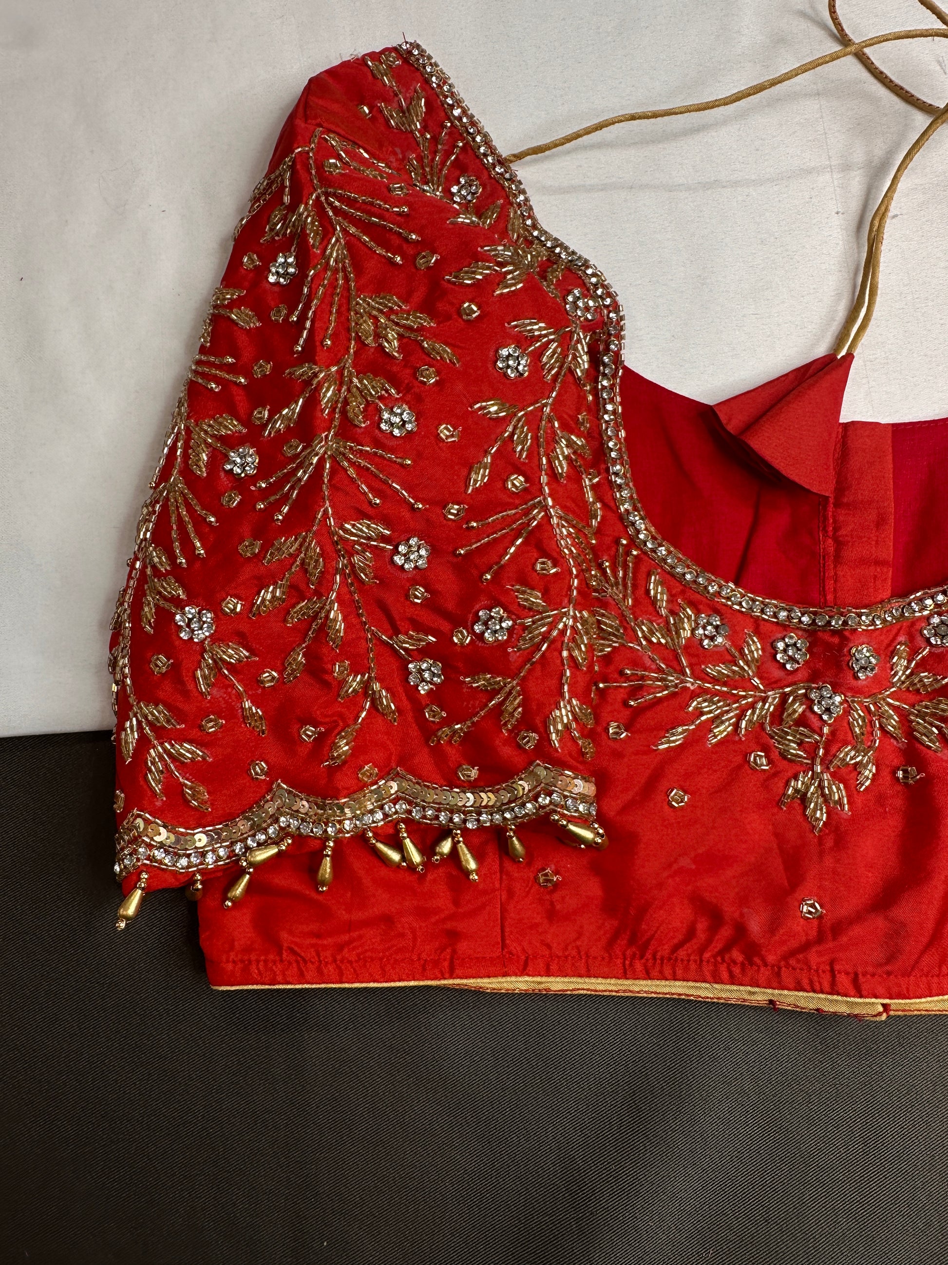 Red Silk Maggam Aari Blouse - 