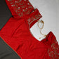 Red Silk Maggam Aari Blouse - 