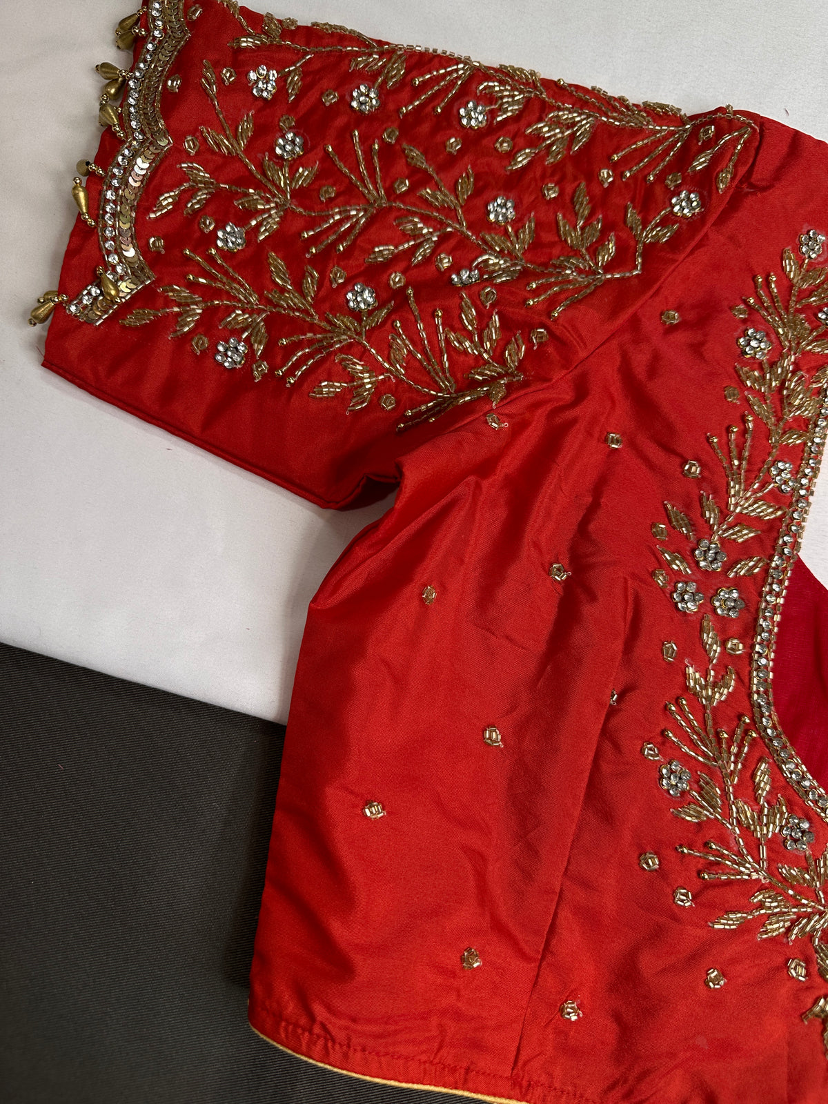 Red Silk Maggam Aari Blouse - 