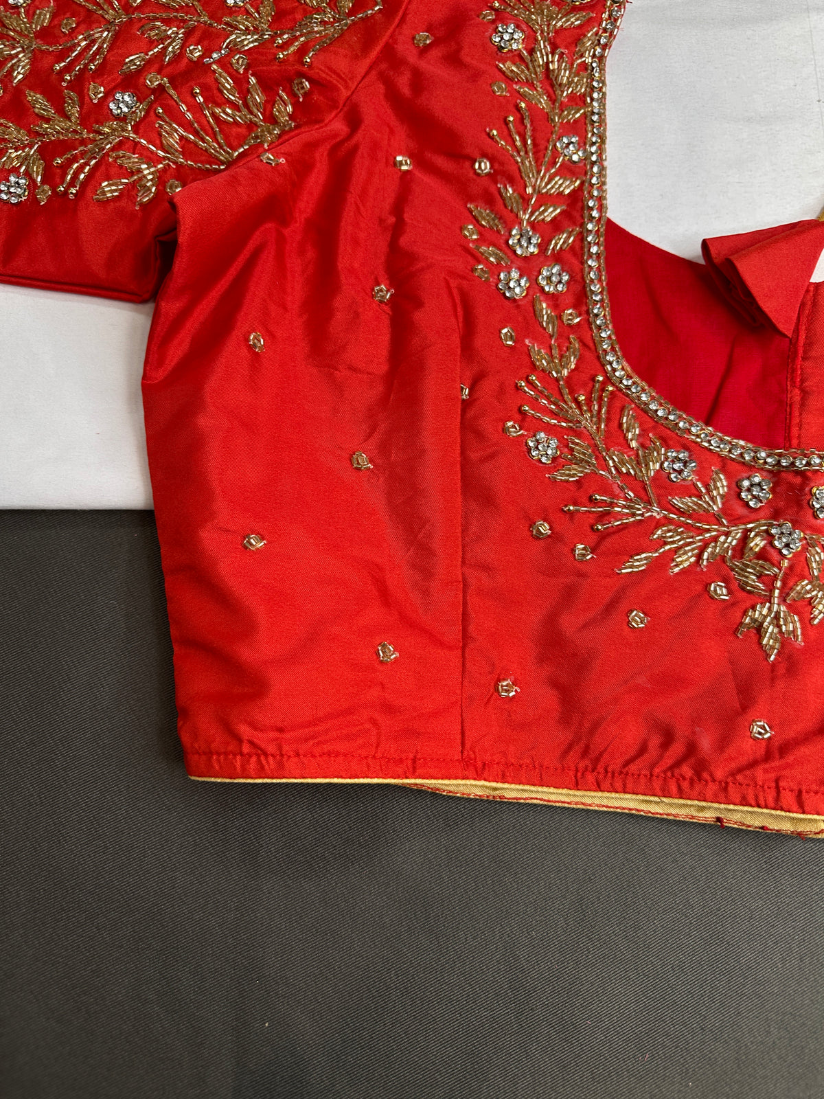 Red Silk Maggam Aari Blouse - 