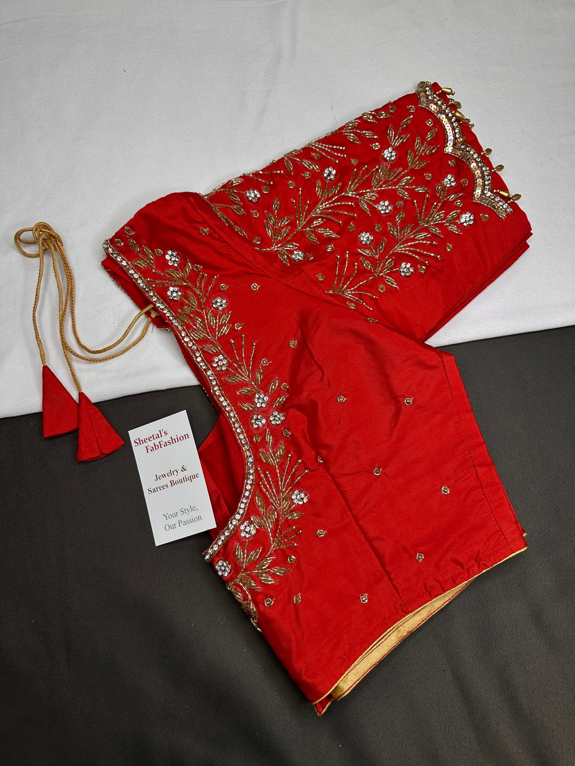 Red Silk Maggam Aari Blouse - 