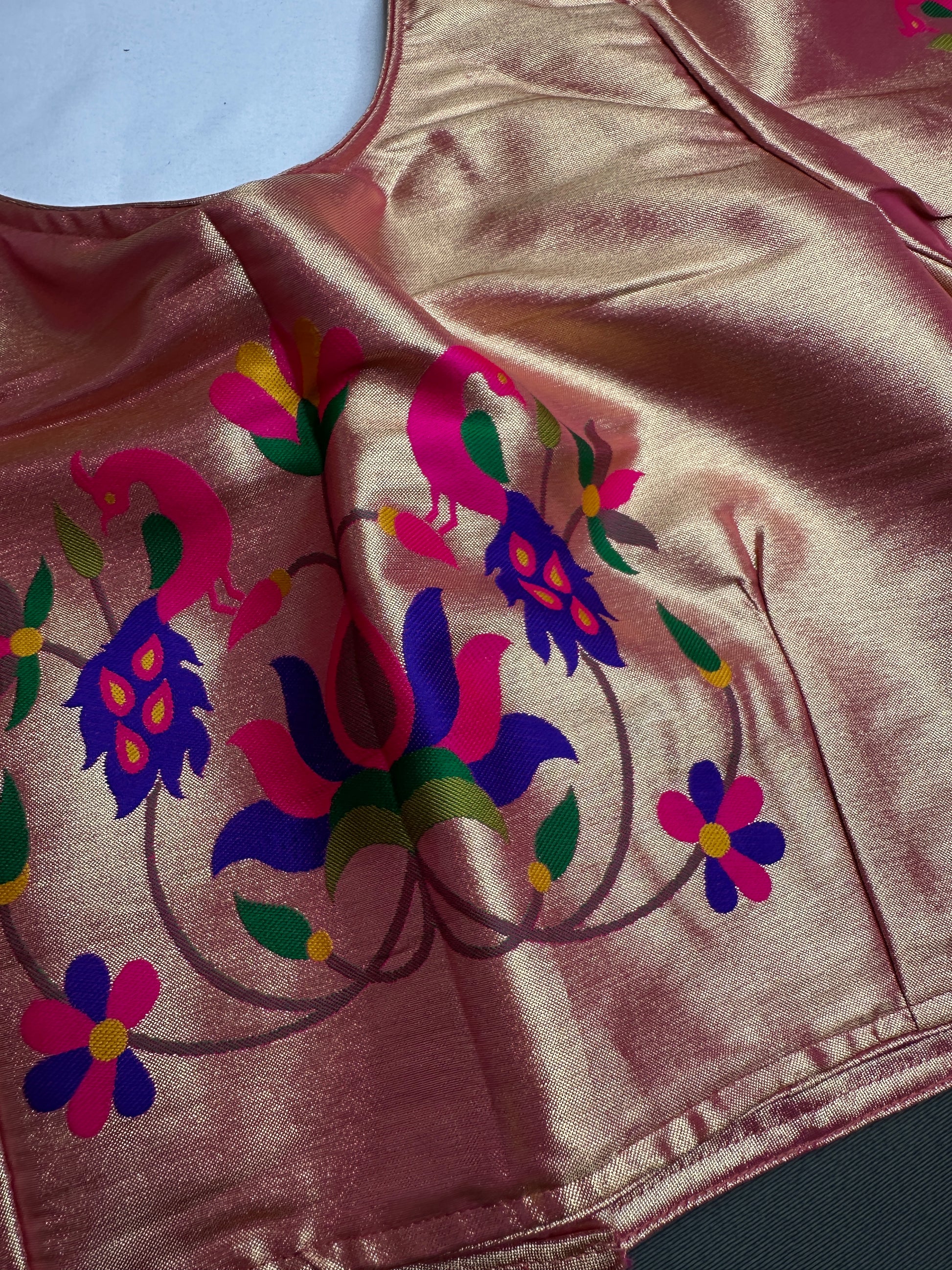 Gold Pink Pure Painthani Blouse - 
