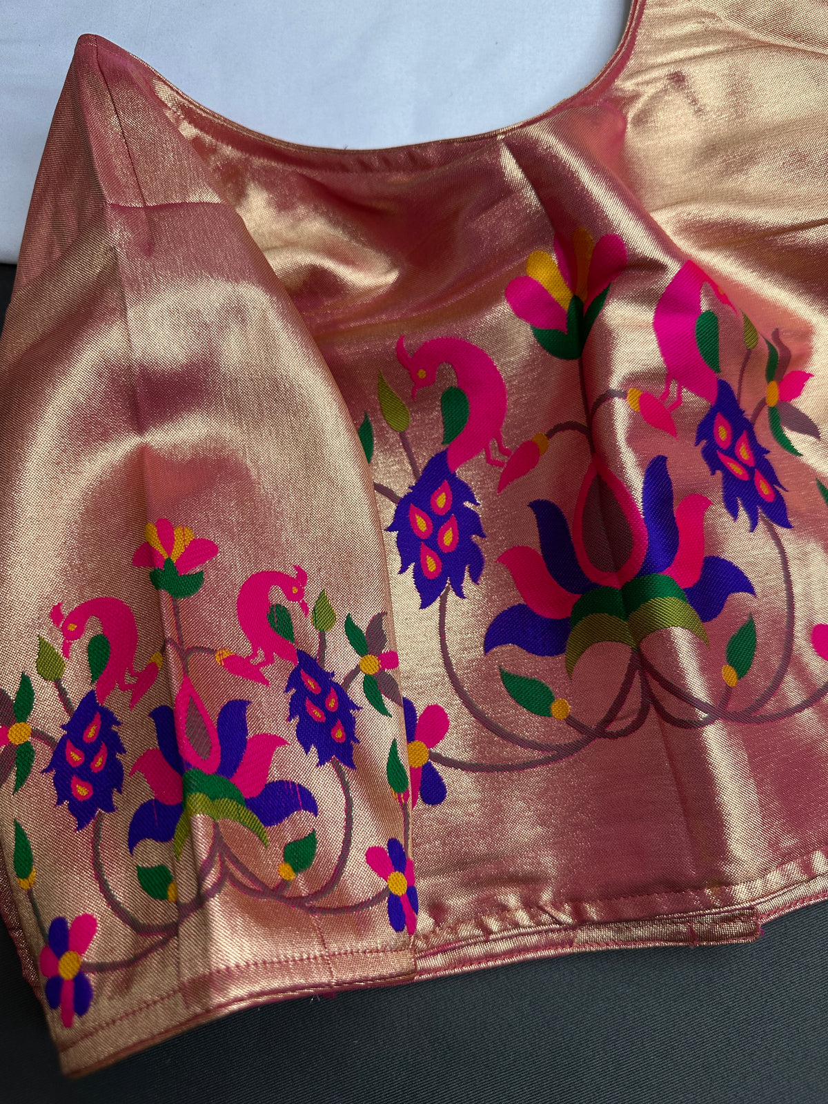 Gold Pink Pure Painthani Blouse - 