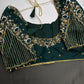 Green Silk Maggam Aari Work Blouse - 