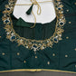 Green Silk Maggam Aari Work Blouse - 
