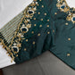 Green Silk Maggam Aari Work Blouse - 