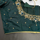 Green Silk Maggam Aari Work Blouse - 