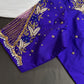 Blue Silk Maggam Aari Work Blouse - 