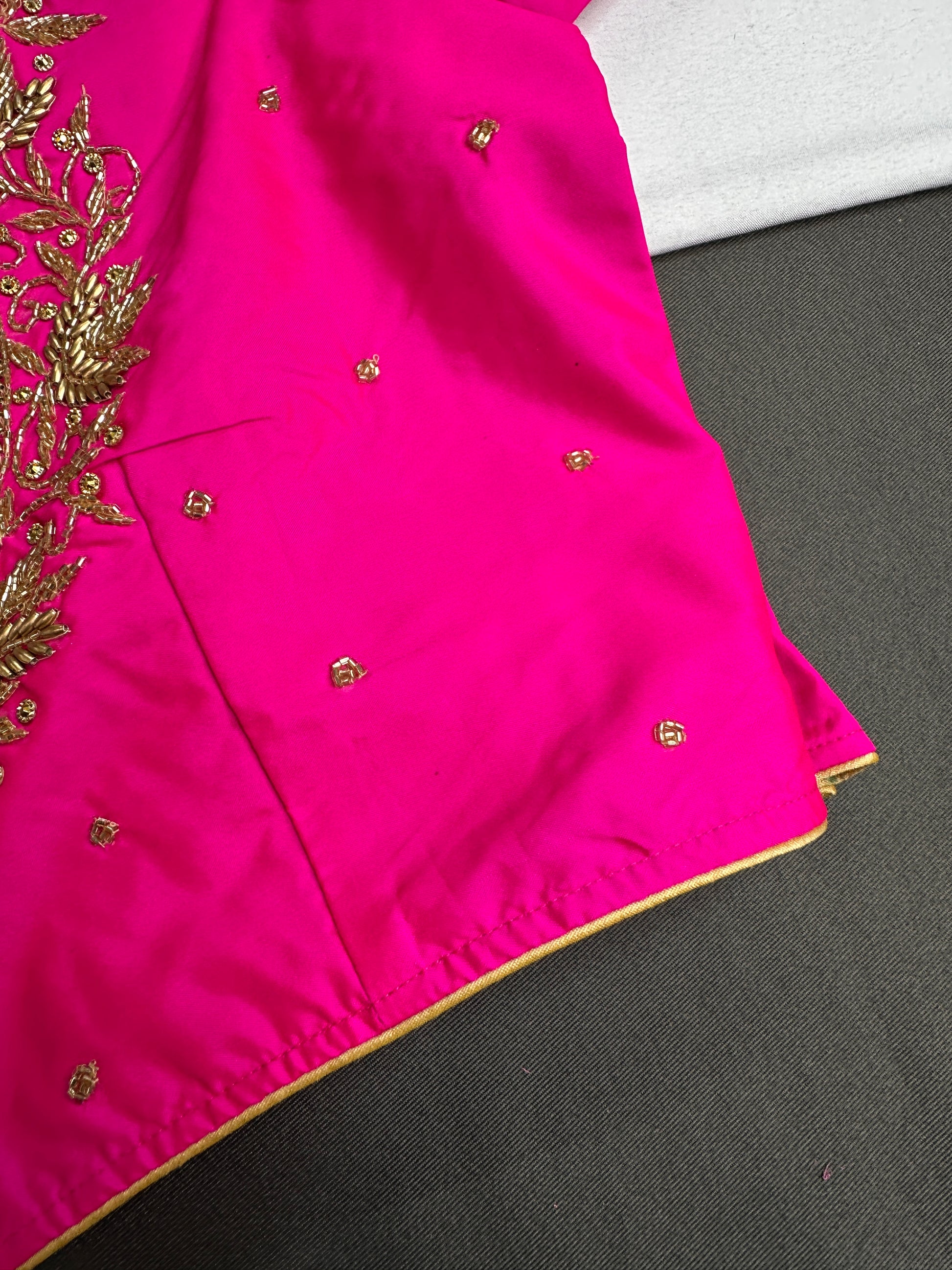 Pink Silk Maggam Aari Work Blouse - 