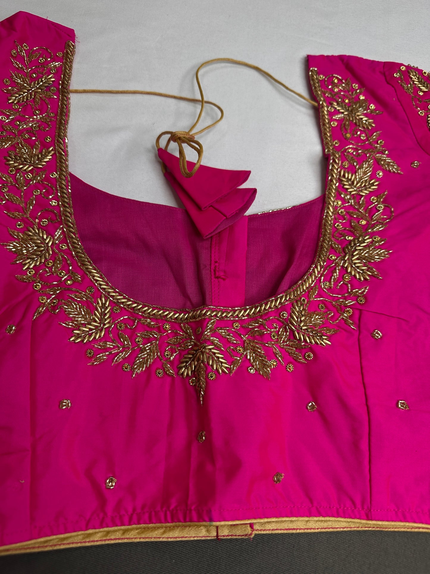 Pink Silk Maggam Aari Work Blouse - 