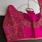 Pink Silk Maggam Aari Work Blouse - 