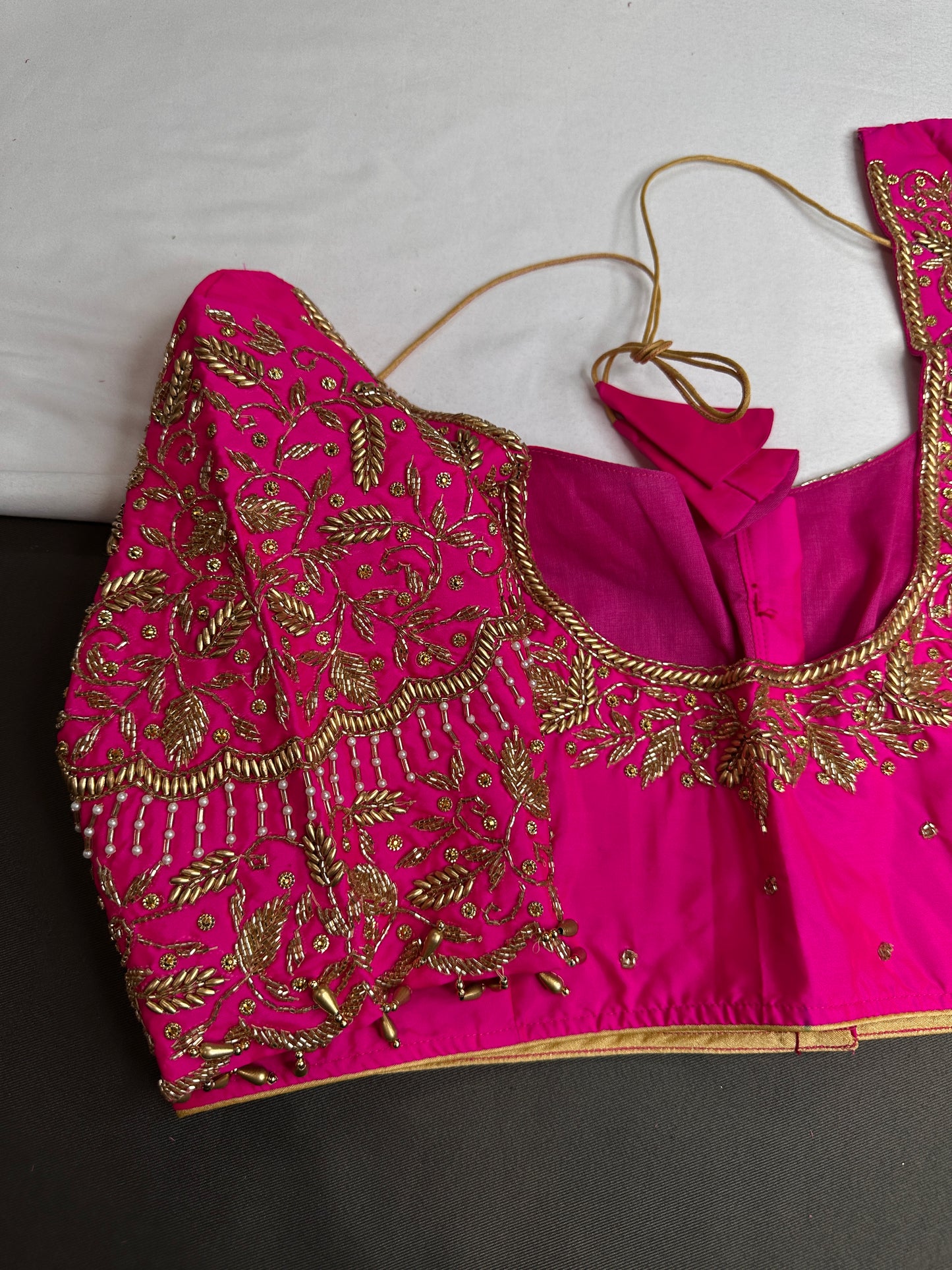 Pink Silk Maggam Aari Work Blouse - 