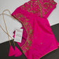 Pink Silk Maggam Aari Work Blouse - 