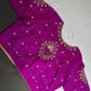 Magenta Pink Net Silk Maggam Aari Blouse - 