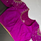Magenta Pink Net Silk Maggam Aari Blouse - 