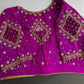 Magenta Pink Net Silk Maggam Aari Blouse - 