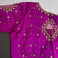Magenta Pink Net Silk Maggam Aari Blouse - 