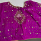 Magenta Pink Net Silk Maggam Aari Blouse - 