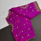 Magenta Pink Net Silk Maggam Aari Blouse - 