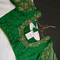 Green Pattu Silk Maggam Aari Blouse - 