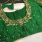 Green Pattu Silk Maggam Aari Blouse - 